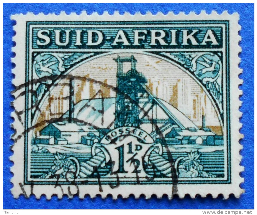 SOUTH AFRICA SUID AFRIKA 1 1/2 D 1941 GOLD MINE  - USED - Used Stamps