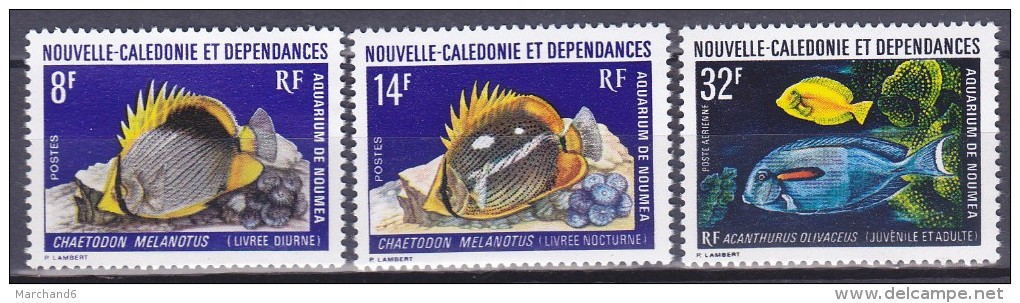 Nouvelle Calédonie N°387/388+aérien 145 Neuf** Aquarium De Nouméa Chaetodon Melanotus Chaetodon Mélatonus Acanthurus Oli - Neufs