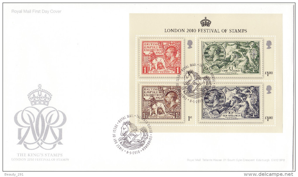 GREAT BRITAIN 2010. LONDON FESTIVAL THE KINGS STAMPS FDC - Ohne Zuordnung