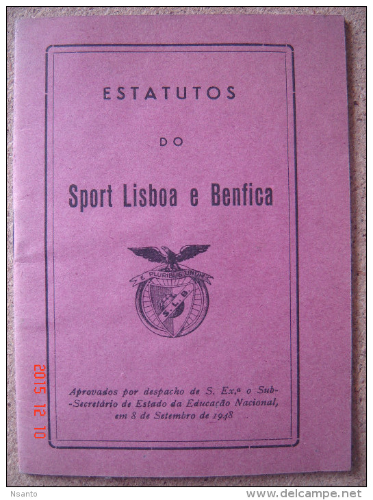 ESTATUTOS DO SPORT LISBOA E BENFICA SLB  1948 PORTUGAL SOCCER FOOTBALL - Old Books