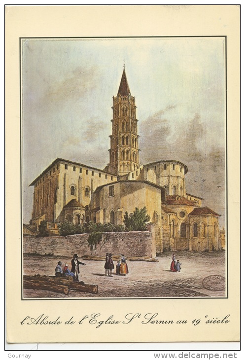 Toulouse : Abside De L'église Saint Sernin Au 19è Siècle (collection Musée Lithographie Deroy 1830) - Toulouse