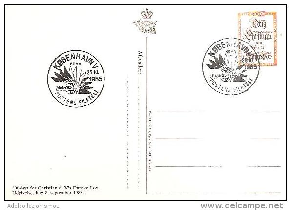 75435) Cartolina Maxmum  Della Danimarca Con 5k. Cris D.sdanske Low + Annullo Speciale Italia 85 - Maximumkarten (MC)