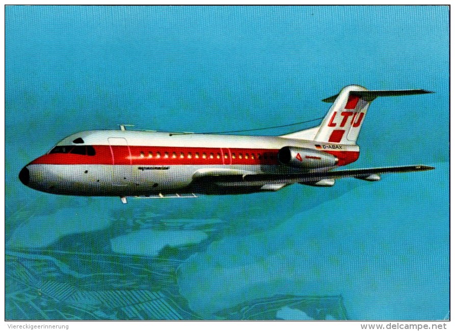 ! Moderne Ansichtskarte Fokker F 28 , LTU, Flugzeug - 1946-....: Ere Moderne