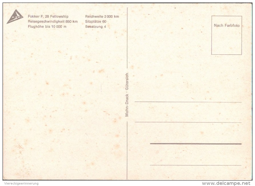 ! Moderne Ansichtskarte Fokker F 28 , LTU, Flugzeug - 1946-....: Ere Moderne