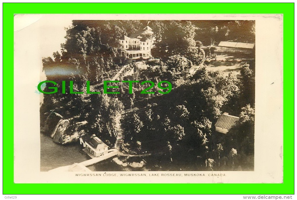 MUSKOKA, ONTARIO - WIGWASSAN LODGE, WIGWASSAN LAKE - AIR VIEW - TRAVEL IN 1947 - - Muskoka