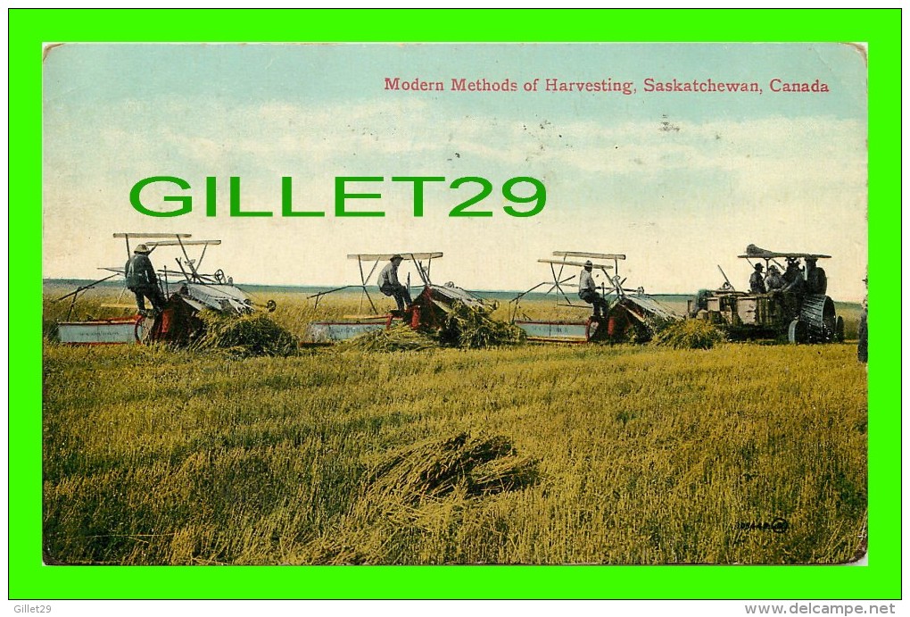 SASKATCHEWAN - MODERN METHODS OF HARVESTING - TRAVEL IN 1914 - THE VALENTINE & SONS - - Autres & Non Classés