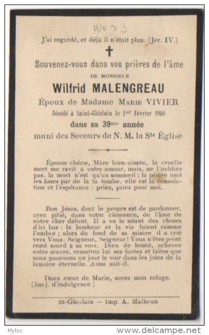 Doodsprentje/Image Pieuse Mortuaire. Wilfrid Malengreau Décédé à Saint-Ghislain Le 1er Février 1900 - Images Religieuses