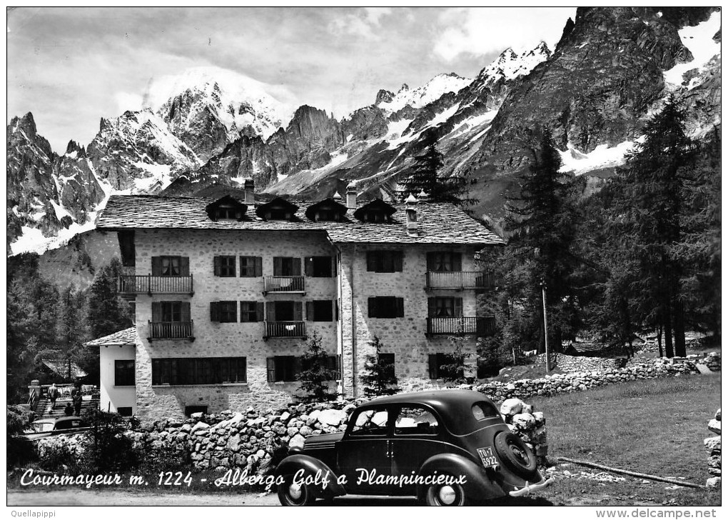 03082 "(AO) COURMAYEUR M. 1224 - ALBERGO GOLF A PLAMPINCIEUX"  ANIMATA, AUTO '50.CART. SPED. 1959 - Altri & Non Classificati