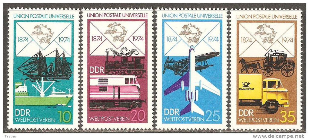 East Germany / DDR 1974 Mi# 1984-1987 ** MNH - Cent. Of The UPU - UPU (Union Postale Universelle)