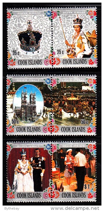 Cook Islands MNH Scott #465-#467 Set Of 3 Se-tenant Pairs 25th Anniversary Reign Of Elizabeth II - Cook