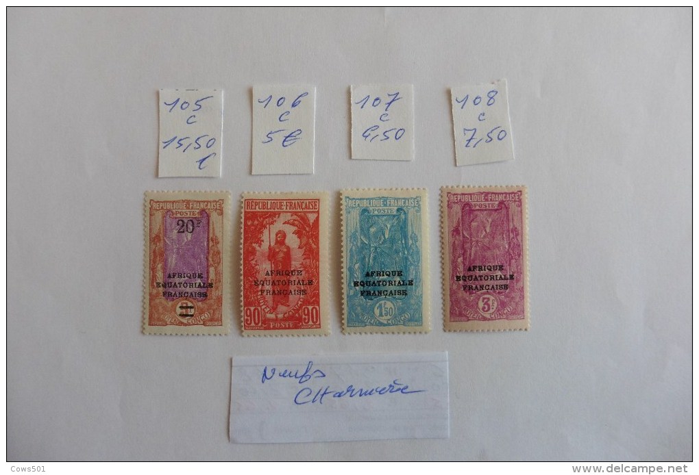 France (ex-colonies & Protectorats) > AEF  Congo  Français :4 Timbres Neufs Charnière - Nuevos