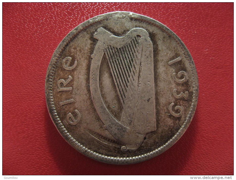 Irlande - 1/2 Crown 1939 - Double Frappe, Trace De Grenetis 1464 - Ireland