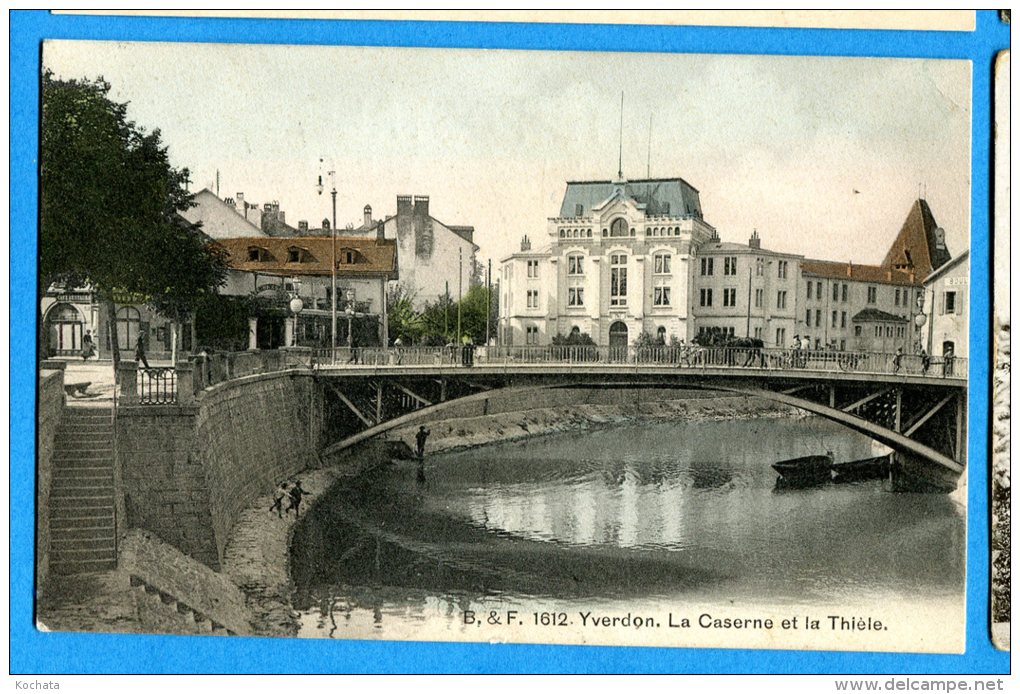 F317, Yverdon, La Caserne Et La Thièle, 1612, Calèche, Circulée 1908 - Yverdon-les-Bains 