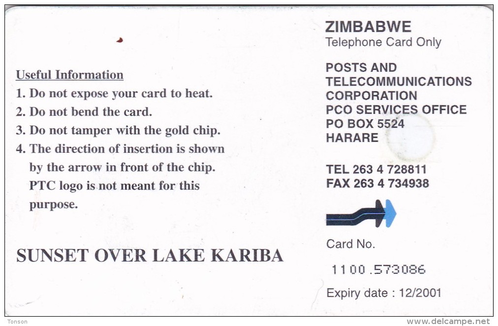 Zimbabwe, ZIM-36, Sunset Over Lake Kariba, 2 Scans. - Simbabwe