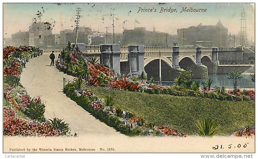 MELBOURNE. PRINCE'S BRIDGE AGLI INIZI DEL '900. BELLA CARTOLINA DEL 1905 - Melbourne