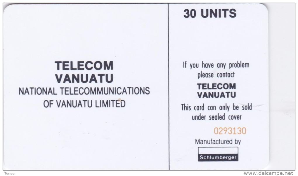 Vanuatu, VAN-T-14b, Tvl Logo 30, Cm: Sc7,  Red Batch Number, 2 Scans. - Vanuatu