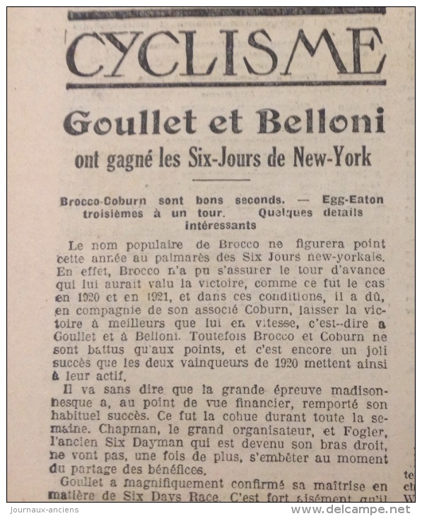 1922 LA PRÉPARATION OLYMPIQUE - RUGBY - BOXE LE BLANC ET LE NOIR - SIX JOURS DE NEW YORK - HOCKEY SUR GLACE - SPORTING