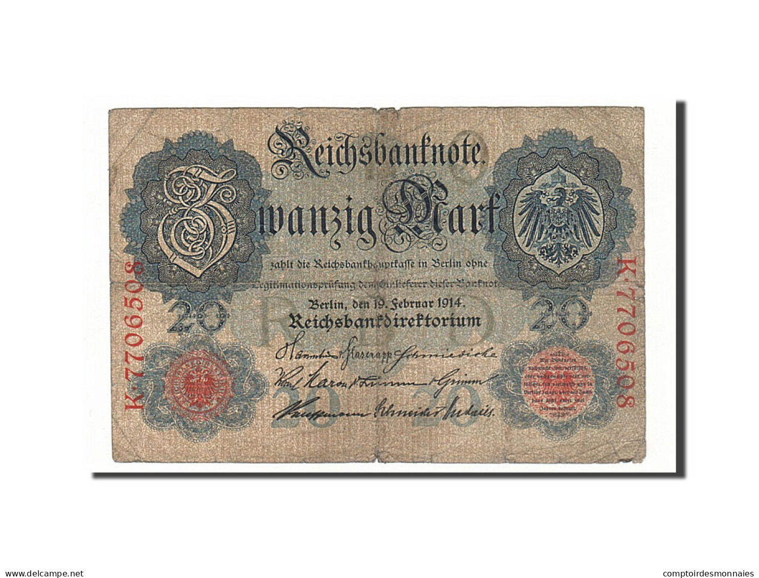 Billet, Allemagne, 20 Mark, 1914, 1914-02-19, KM:46b, TB - 20 Mark