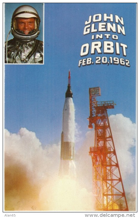 Friendship 7 Launch John Glenn First To Orbit Earth C1960s Vintage Postcard - Ruimtevaart