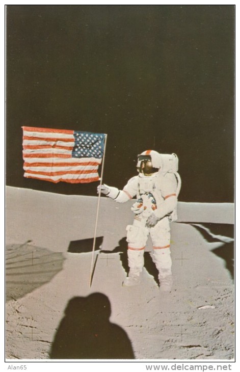 Apollo 14 Mission On Moon, Alan Sheppard On Moon C1970s Vintage Postcard - Space