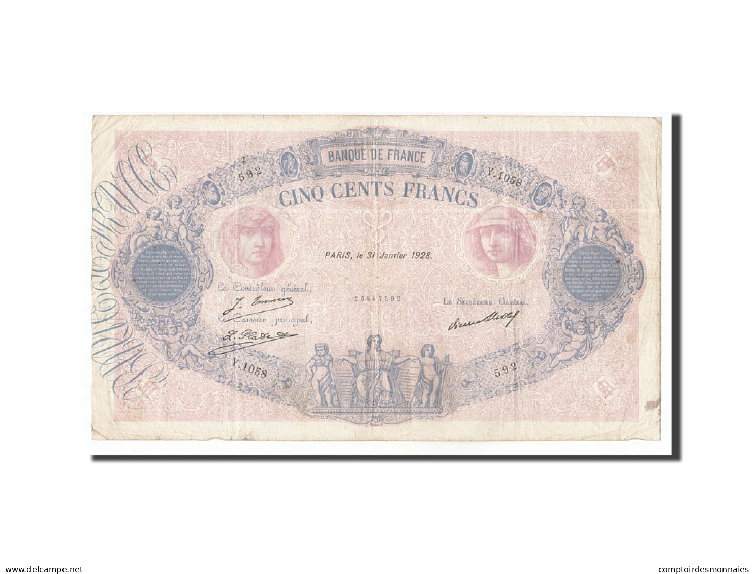 Billet, France, 500 Francs, 1928, 1928-01-31, TB+, Fayette:30.31, KM:66k - 500 F 1888-1940 ''Bleu Et Rose''