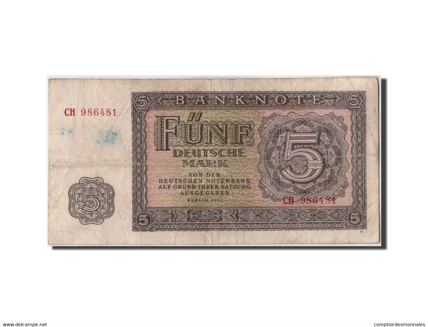 Billet, République Démocratique Allemande, 5 Deutsche Mark, 1955, Undated - 5 Deutsche Mark