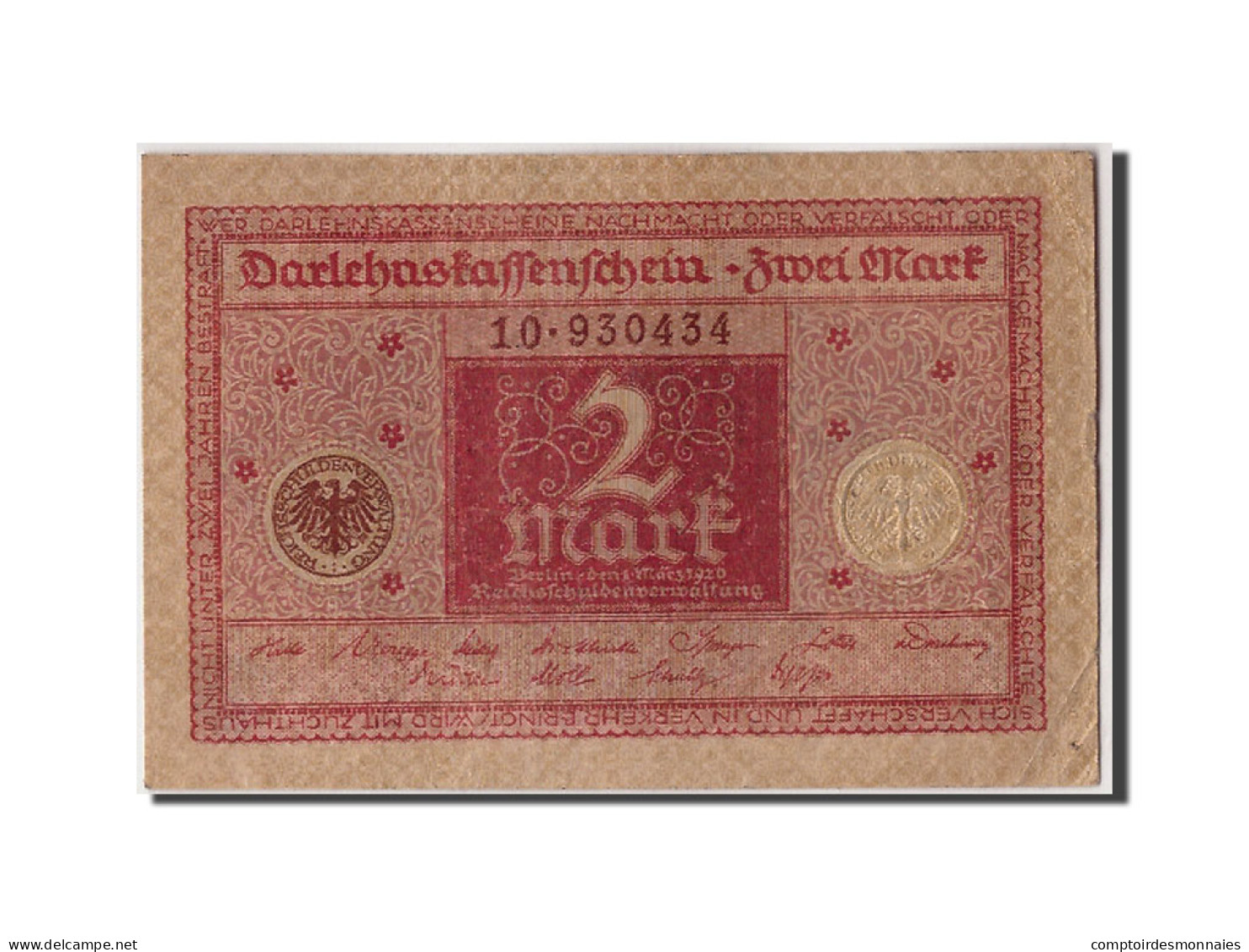 Billet, Allemagne, 2 Mark, 1920, 1920-03-01, KM:59, TTB - Reichsschuldenverwaltung