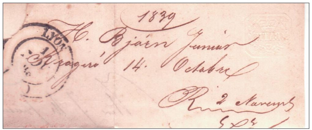 1839- Letter From Kragero To Cette ( France )" Fr Hambourg "  + C P R4 -rating 24 D. - ...-1855 Vorphilatelie