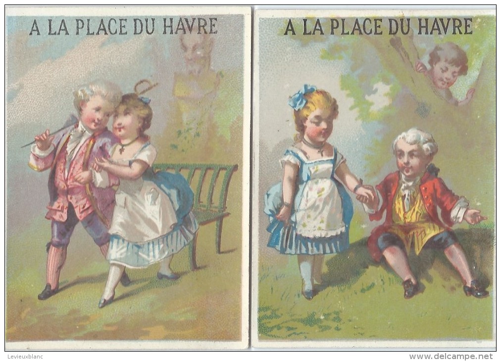 Magasin/2 Chromos/A LaPlace Du Havre/Nouveautés/Place DuHavre / Paris/vers 1885   IMA37 - Altri & Non Classificati