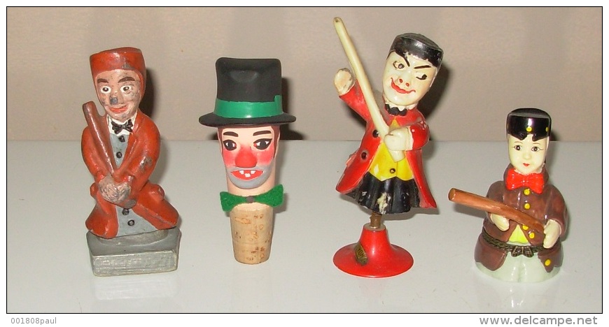 Lot De 4 Figurines Marionnettes Guignol Gnafron De Lyon Théâtre Collection :: Bouchon - Plomb - Porcelaine - Bakélite - Marionnettes