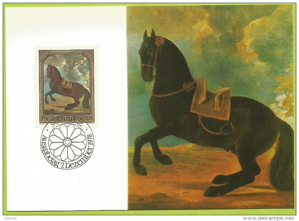 Liechtenstein 1978 659 CM Chevaux Tableau G. De Hamilton Étalon Bai Foncé - Cavalli