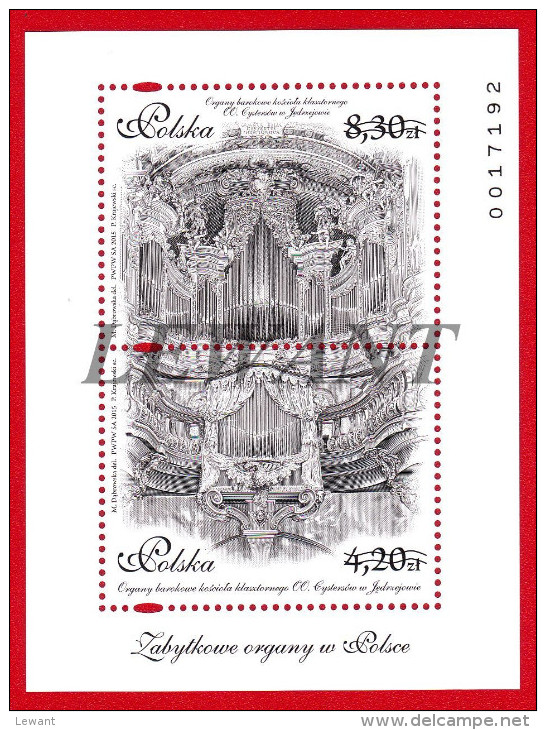 2015.07.30. The Historic Organ In Poland - Block MNH Black Print - Ongebruikt