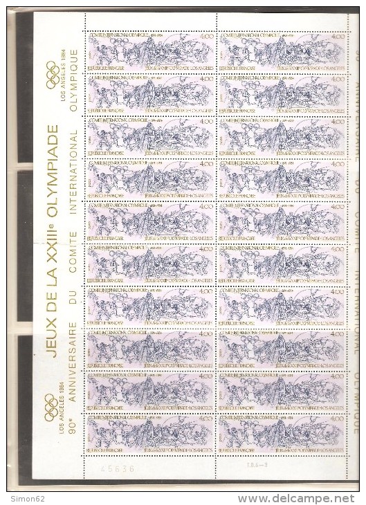 FRANCE  FEUILLE  DE 20 TIMBRES  NEUF ** MNH  N° 2314  DE  1984 - Feuilles Complètes