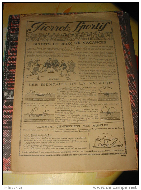 PIERROT SPORTIF  LA NATATION..Musculation..Jeux De Vacances  1925/1935 Lot 9 Feuilles - Natación