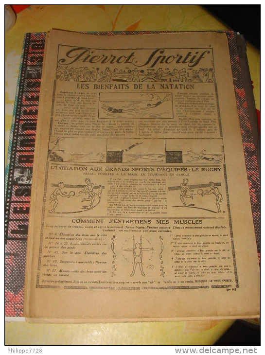 PIERROT SPORTIF  LA NATATION..Musculation..Jeux De Vacances  1925/1935 Lot 9 Feuilles - Natación