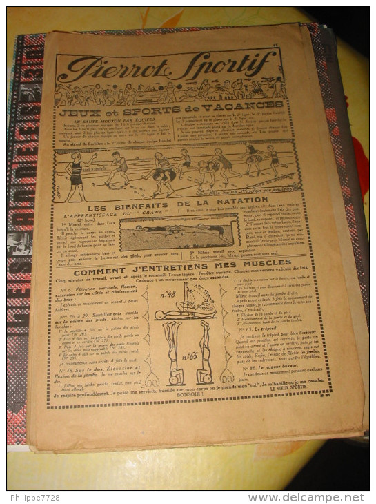 PIERROT SPORTIF  LA NATATION..Musculation..Jeux De Vacances  1925/1935 Lot 9 Feuilles - Natation