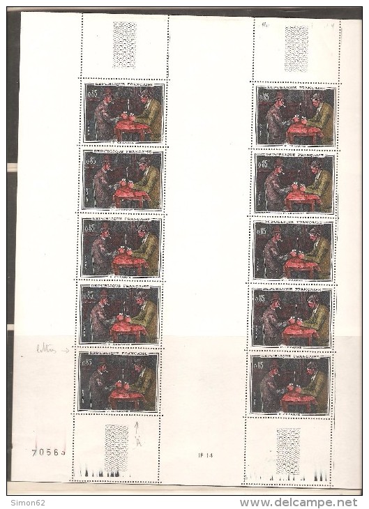 FRANCE FEUILLE COMPLETE DE 10 TIMBRES NEUF ** MNH DU N° 1321 DE  1961 - Feuilles Complètes