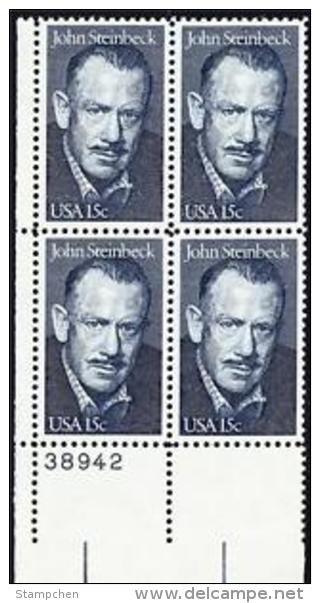 Plate Block -1979 USA John Steinbeck Stamp Sc#1773 Famous Novelist - Plate Blocks & Sheetlets