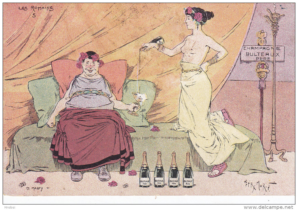 Illustrateur  MORIN Henri, Nue Servant Champagne Bulteaux Père - Morin, Henri