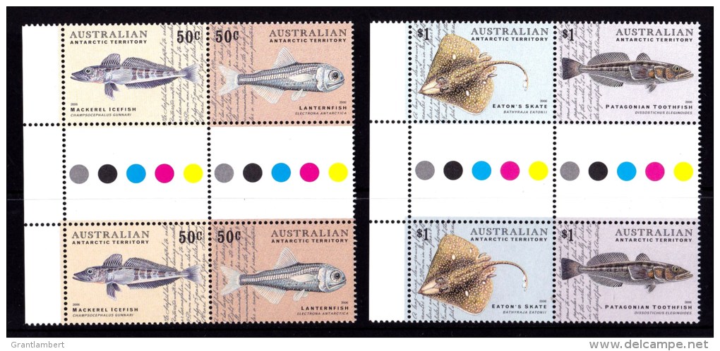 Australian Antarctic 2006 Fish Set As Gutter Pairs MNH - Unused Stamps