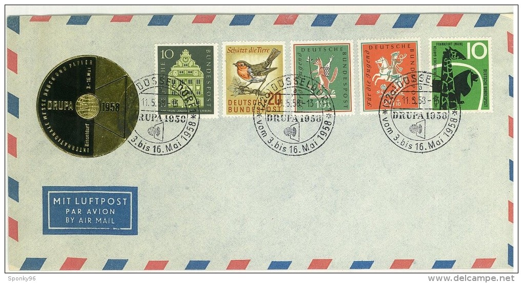 STORIA POSTALE - POSTA AEREA - MIT LUFTPOST PAR AVION BY AIR MAIL - DUSSELDORF - DRUPA 1958 - - Sonstige & Ohne Zuordnung