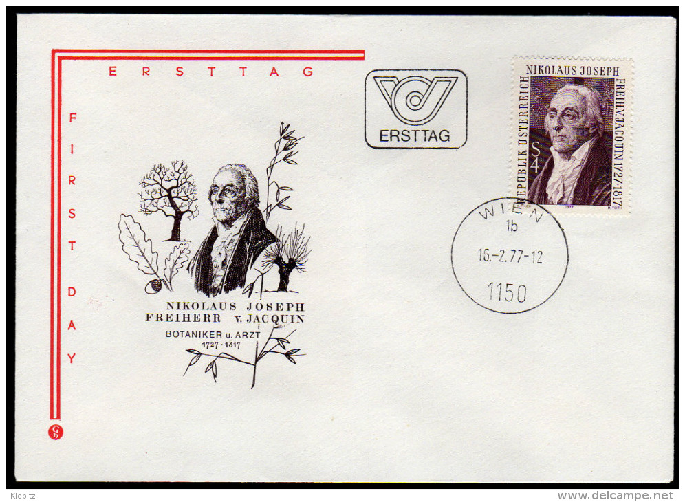 ÖSTERREICH 1977 - Botaniker Und Arzt / Nikolaus Joseph Freiherr Von Jacquin - FDC - Pharmazie