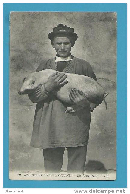 CPA 10 MOEURS ET TYPES BRETONS - Les Deux Amis - Paysan Et Son Cochon - Bretagne