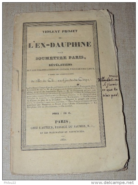 &#8206;Violent Projet De L'ex-dauphine Pour Soumettre Paris - Charles X - 1830 - 1801-1900