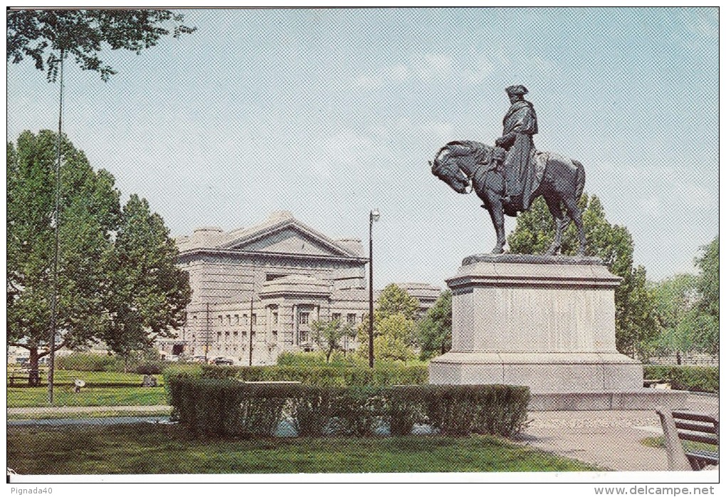 Cp , ÉTATS-UNIS , KANSAS CITY , Statue De Georges Washington - Kansas City – Missouri