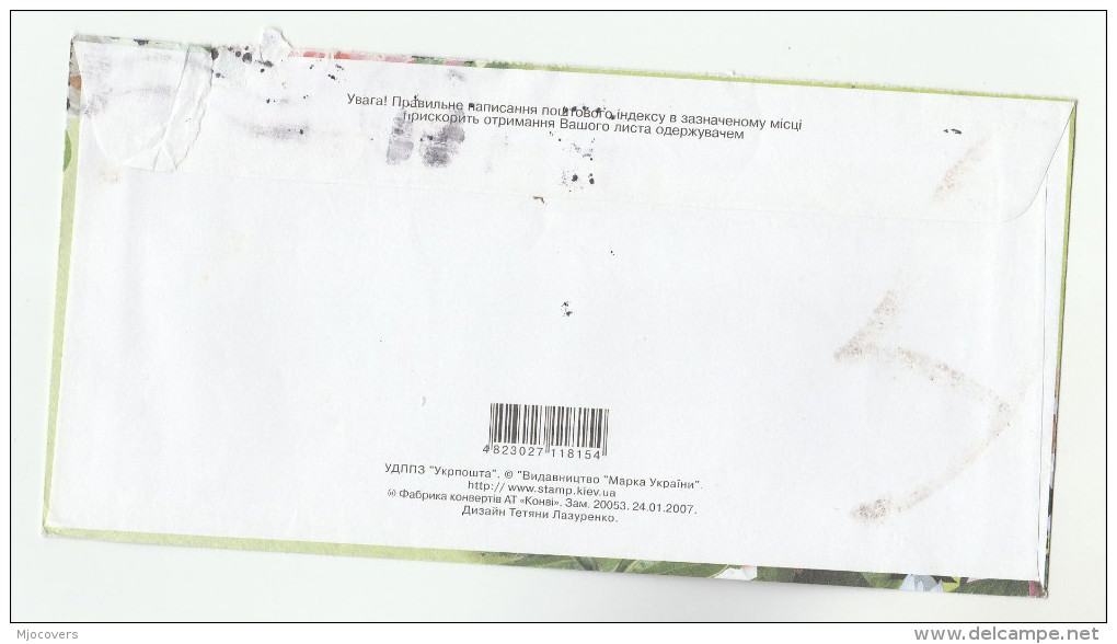 2008 UKRAINE Illus COVER FLOWERS Pic E Stamps INK BOTTLE QUILL PEN HORSE To GB, Airmail Label - Ukraine