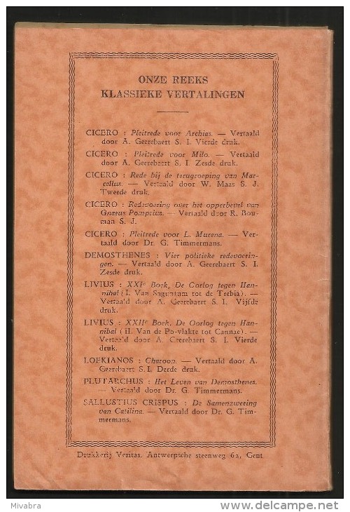 DEMOSTHENES - VIER POLITIEKE REDEVOERINGEN ( A. GEEREBAERT KLASSIEKE VERTALINGEN ) 1942 Drukkerij VERITAS GENT - Other & Unclassified