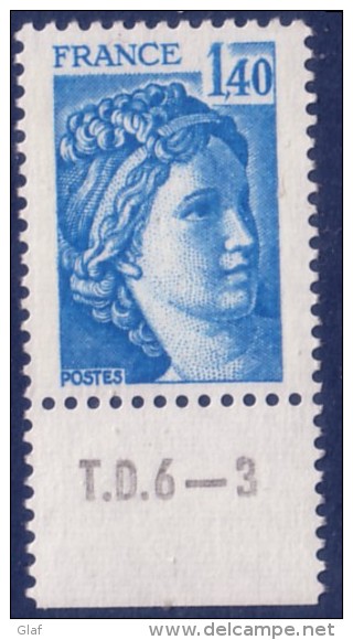 Sabine De Gandon : 1,40 Bleu (n°1975) Avec Numéro De Presse TD6-3 - 1977-1981 Sabine De Gandon