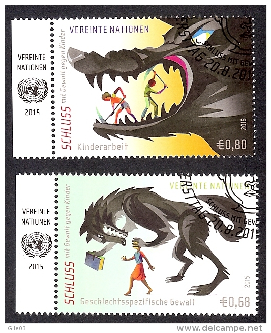 UNITED NATIONS VIENNE 2015 (o) TIMBRES UNICEF - Usados