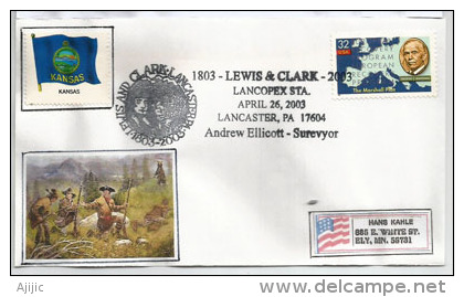 Lewis & Clark,First American Expedition To Cross The United States 1803-1805 (bicentenary), Special Postmark On Letter - Indiens D'Amérique